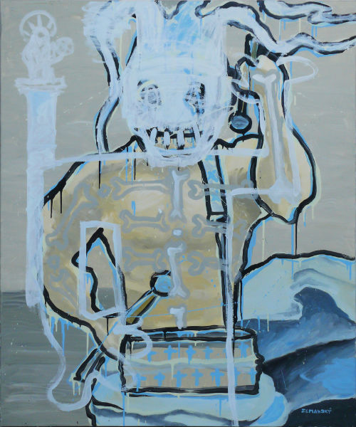 Martin Zemansky Masks II 120 x 100 cm Acrylic on canvas 2017 Felix Jenewein Gallery collection